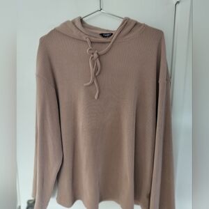 Women's Ribbed Tan/Beige 2 Piece Lounge Set Hoodie And Pants